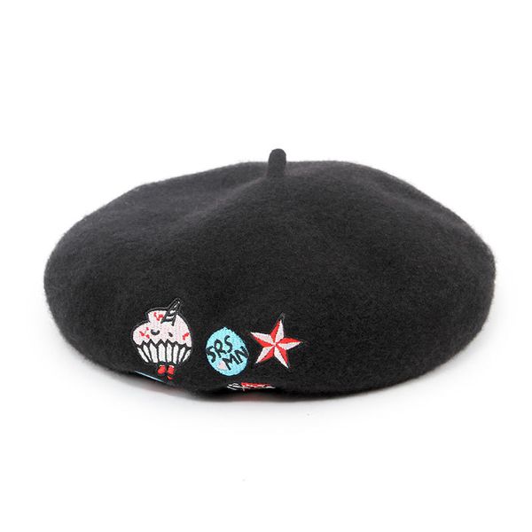 Fashion-New Beret Women French Wool Beret Hats High Fashion Embroidery Winter Warm Artist Hat con carino stile coreano