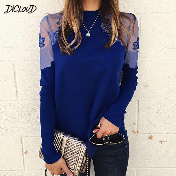 

dicloud lace блуза женщина 2019 мода hollow вышивка рубашка женского harajuku o-образный вырез с длинным рукавом черных белым tops xl, White