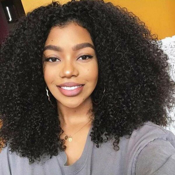 

afro curly synthetic lace front wig for women, lace front heat resistant fiber, Black
