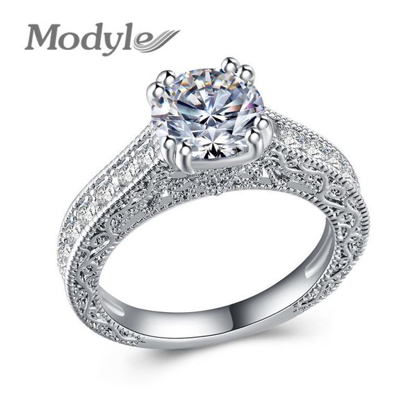 

vagzeb fashion luxury women engagement jewelry silver color 5a cz crystal zircon female wedding hollow flower rings for woman, Slivery;golden