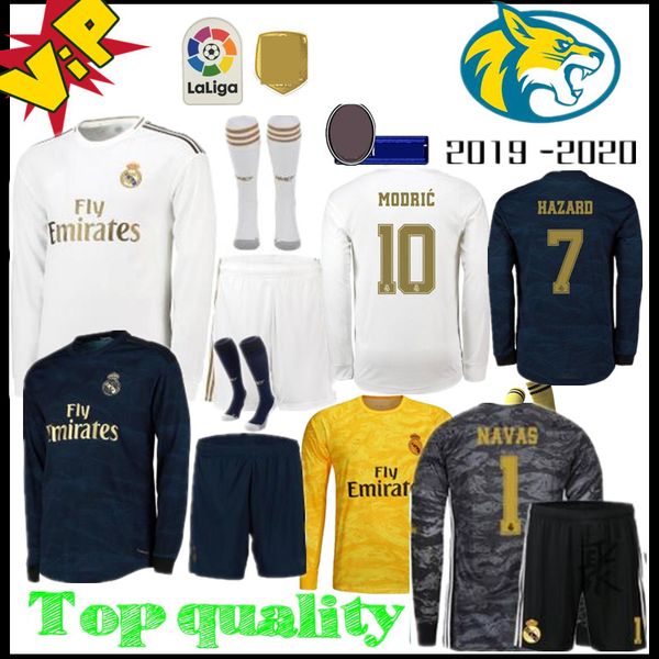 

Real madrid long leeve occer jer ey 19 20 benzema jovic militao modric ramo hazard jame 2019 2020 goalkeeper football kit