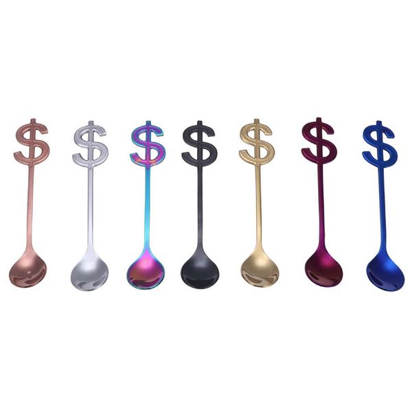 

1pc gilded colorful petal spoon handle spoons ice cream drinking tools kitchen gadget stainless steel teaspoon tableware hx0617