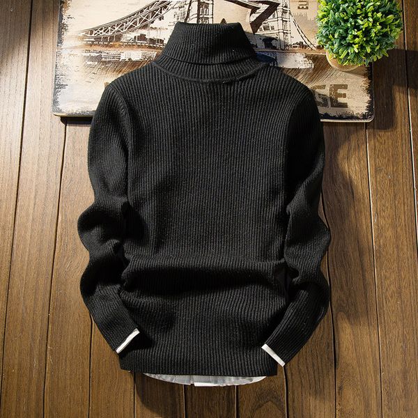 

men's sweaters wool men causal sweater winter turtleneck solid color casual slim fit knitted pullover, White;black
