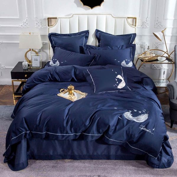 

svetanya egyptian cotton bedding set feather printing flat sheet pillowcase duvet cover linen sets single  king size