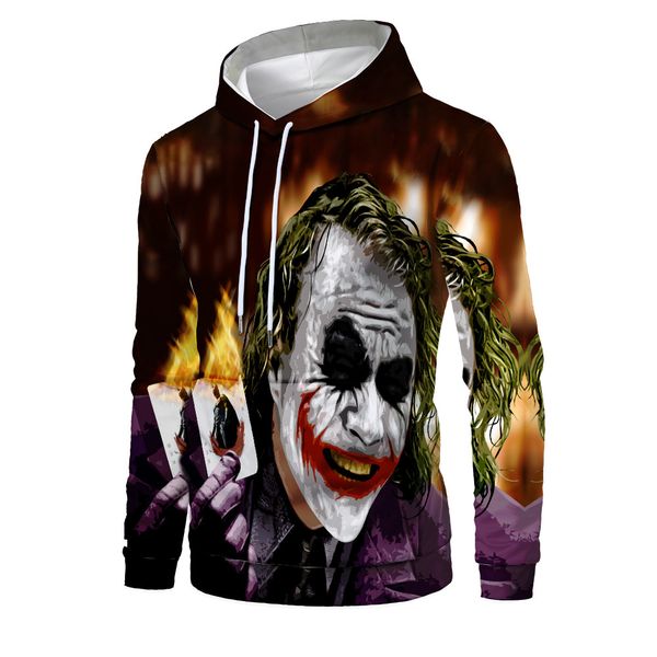 

mens designer new clown 3d digital printing hoodie, Black