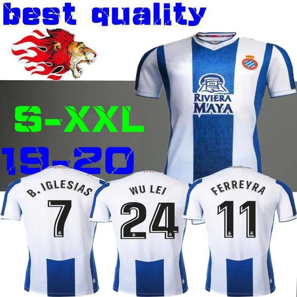 

new 19 20 rcd espanyol soccer jerseys home wu lei 2019 2020 camisa #7 b.iglesias s. darder david lopez marc roca ferreyra football shirt, Black;yellow