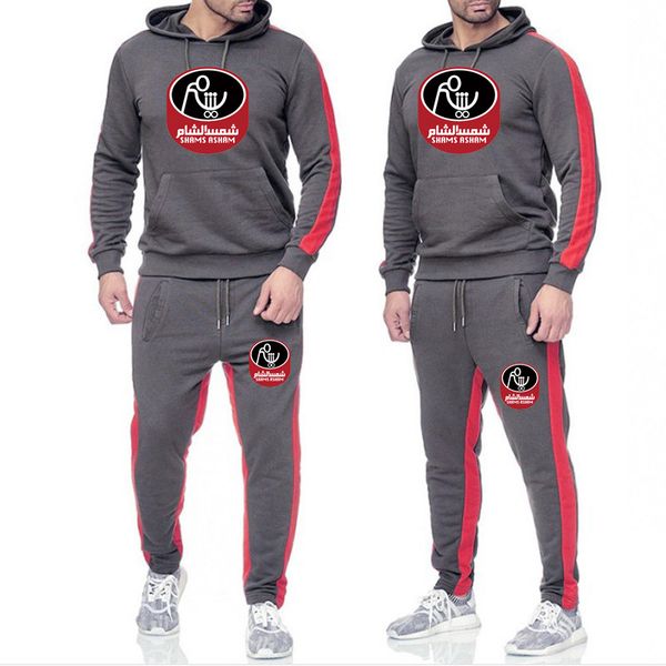 

2019 latest men's fashion hoodie + sweatpants suit autumn/winter warm down hoodie suit, Black