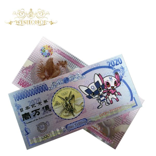 

100pcs/lot lucky 777777 new 2020 tokyo olympic games japan one trillion banknote plated banknote 100 yen banknote silver money