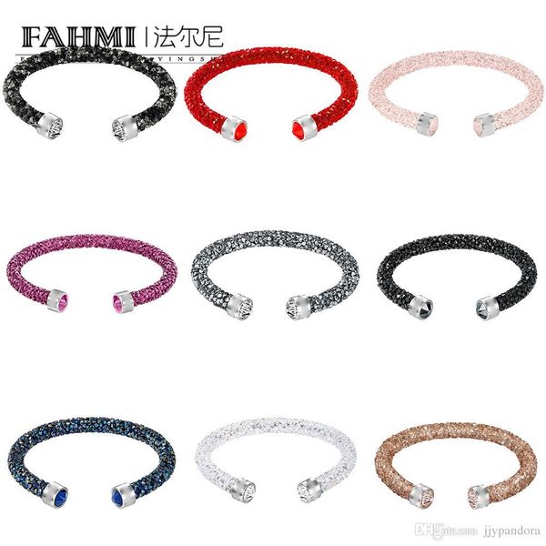 

fahmi swa simple crystaldust open single-circle bracelet with a number of luxurious and dazzling crystals show a sparkling style, Golden;silver