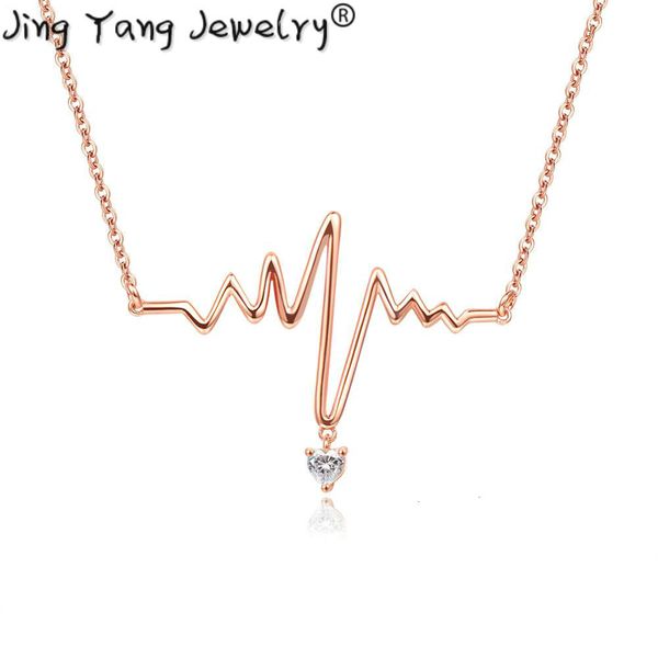 

jingyang kettingen voor vrouwen romantische ecg crystal bruiloft sieraden meisje rose goud zirkoon engagement ketting fashion jewellery, Silver