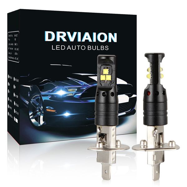 

kongyide car light 2pcs h1 80w led fog light bulb car driving lamp drl 6500k white high power dropship m13