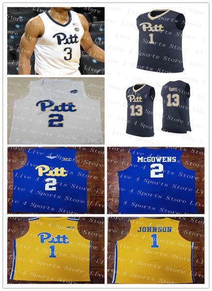 

2020 pittsburgh panthers pitt basketball jersey college trey mcgowens xavier johnson justin champagnie au'diese toney ryan murphy custo, Black