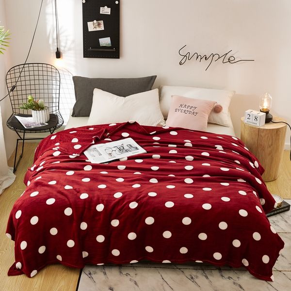 

wedding gifts red blanket white dots flannel office blanket soft warm coral fleece