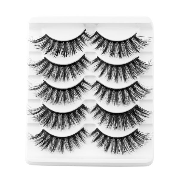 

5 pairs eyelashes 3d mink lashes natural long mink eyelashes 1cm-1.5cm 3d false full strip lashes handmade tool