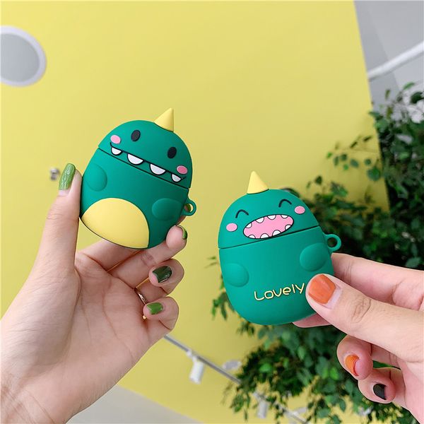 

cartoon dinosaur case earphone couple case for airpods cover for true wireless bluetooth headphone airpods pouch protective airpods1/2