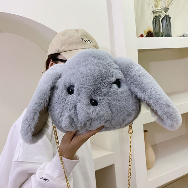 

bag cute plush lop eared fur bag soft sister doll messenger chain women
