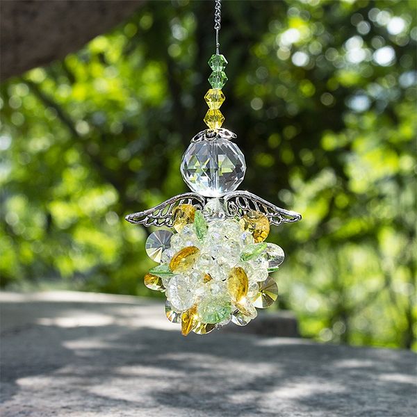 

h&d crystal guardian angel window sun catcher collection rainbow maker suncatcher with beads ball car charm home decor (yellow