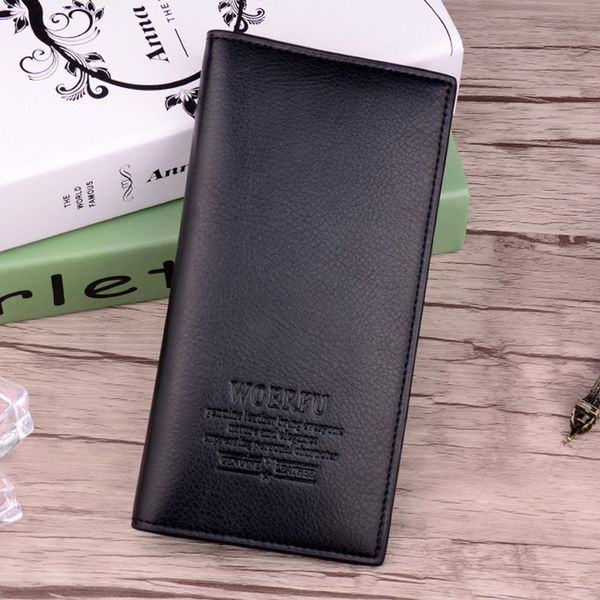 

men pu leather long clutch wallet business men cards holder purse brown black male fashion pocket wallet coin bag purse billfold, Red;black