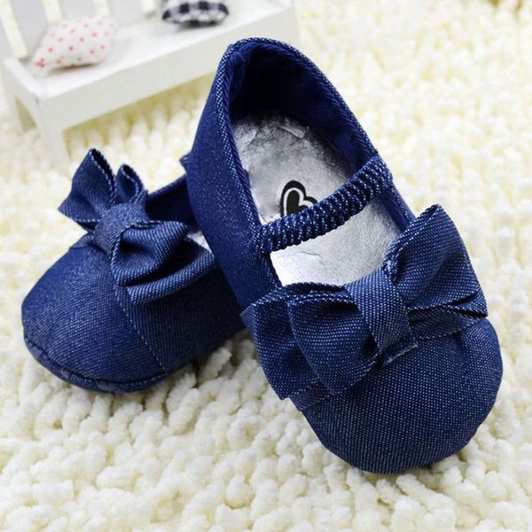 

infant baby girl soft sole shoes toddler bowknot crib shoes denim prewalker