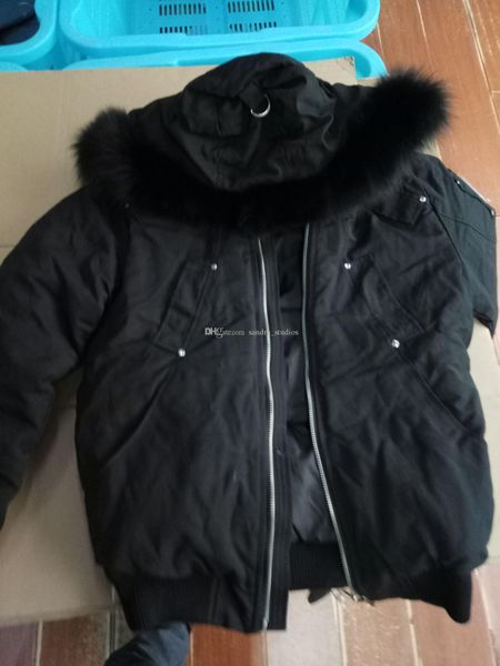 

реальная картина отгрузки мужская короткая куртка баллистический бомбардировщика тонкий на талии короткие пальто с капюшоном черный меховой, Black