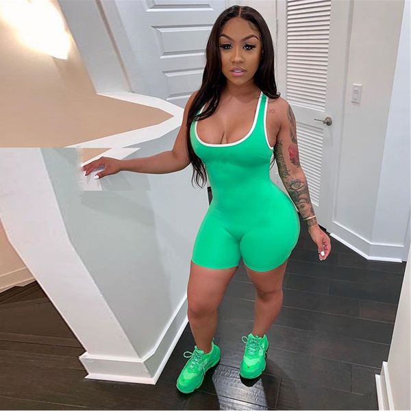 

xllais good cotton material street playsuits women casual tight slim bodycon jumpsuits womens pink color club overalls wholesale, Black;white