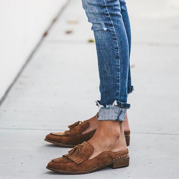 

adisputent women flats retro tassel spring shoes women casual solid summer ballet slip on flats loafers shoes woman, Black