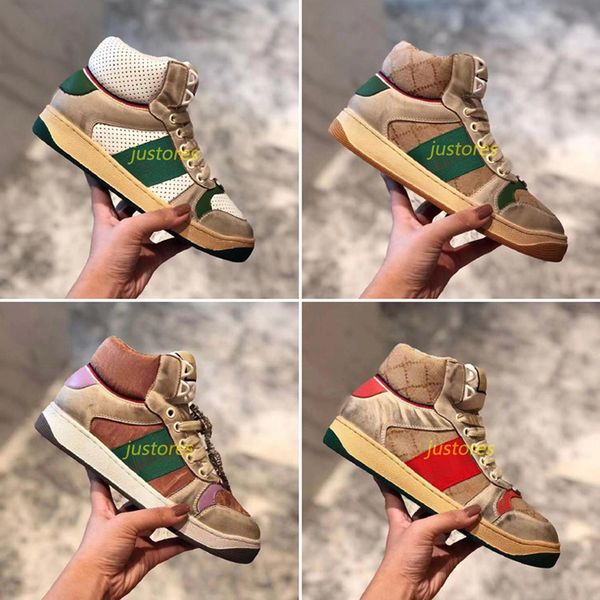

2020 classic 4 colors man designer shoe high-distress canvas and leather sneakers screener luxury shoe woman casual shoes, Black