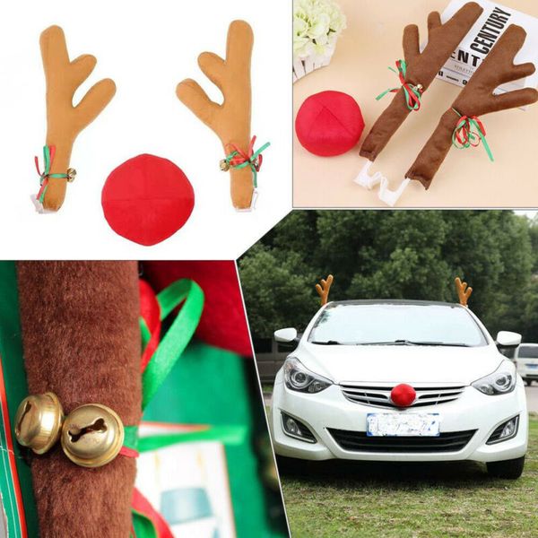 Antlers Red Nose Rudolph Reindeer Car Truck Costume Christmas Ornaments Decoration Interior Accessories Best Interior Car Design Best Interior Design