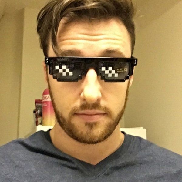 

glasses 8 bit mlg pixelated sunglasses men women brand thug life party eyeglasses mosaic vintage goggle eyewear, White;black
