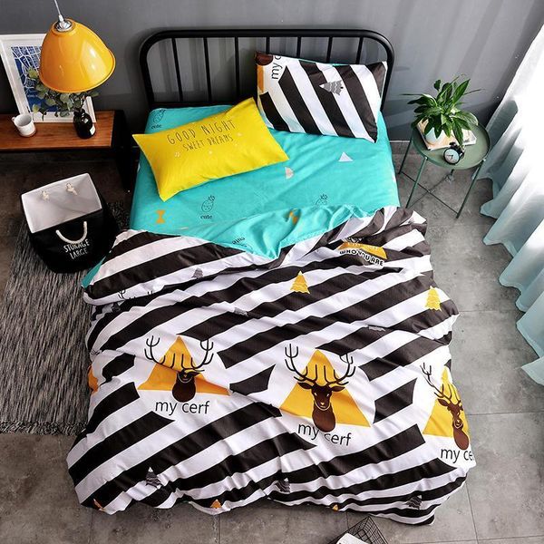 

valanorean ab side elk design bedding set zebra stripes duvet cover sets blue flat sheet pillowcase quilt cover twin full