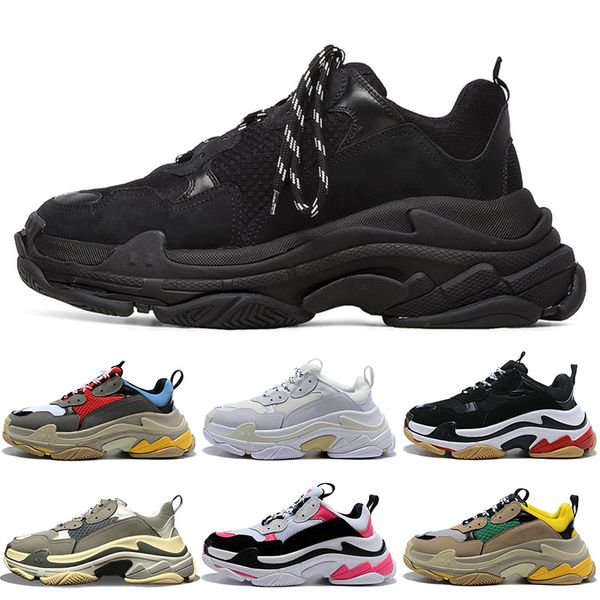 

mens triple-s trainer paris 17fw fashion dad shoes triple black yellow green release womens trainers pink brand triple s luxury sneaker