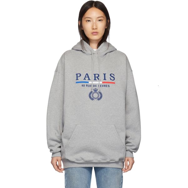 

19fw blcg paris letter crown wheat hooded sweatshirt couple casual high street men women couple hoodies casual three colors, Black