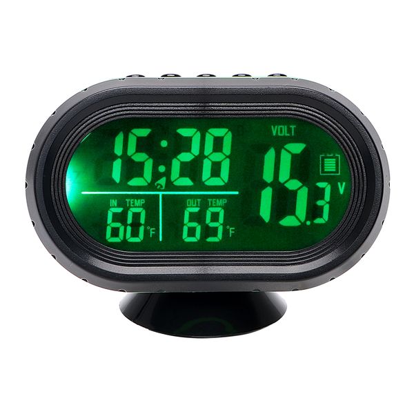 

car ornament dual temperature automobiles clock thermometer voltage tester dashboard led lighted watch gauge voltmeter