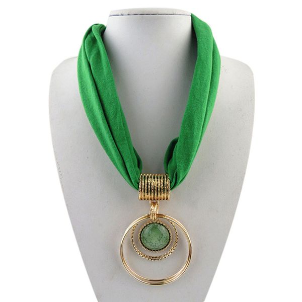 

style pendant scarf circular alloy collar polyester solid scarf necklace for women, Blue;gray