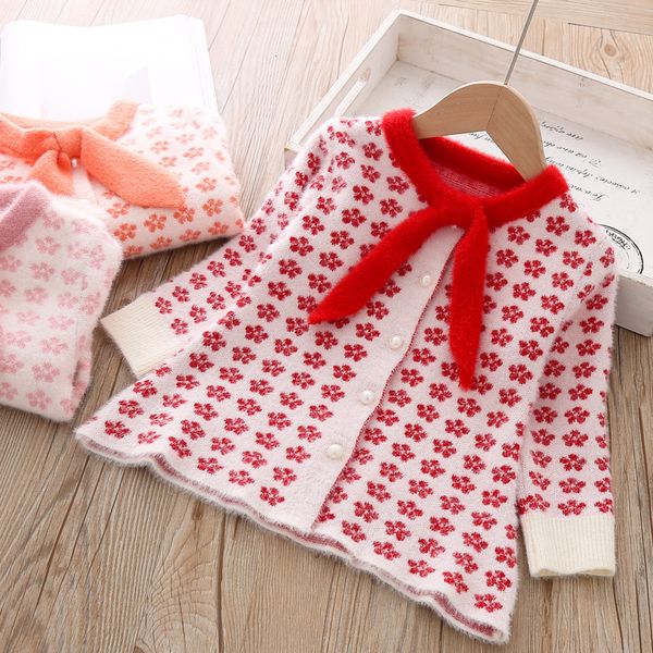 

girl sweater dress autumn and winter wear bow knitted sweater, Blue