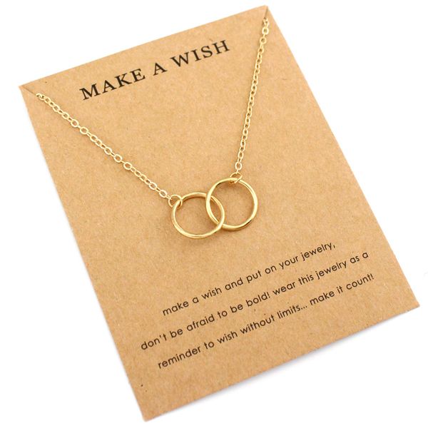 

two entwined tiny circles eternity necklaces mother daughter chain necklace lover couple mom sister bridesmaid women gift, Silver