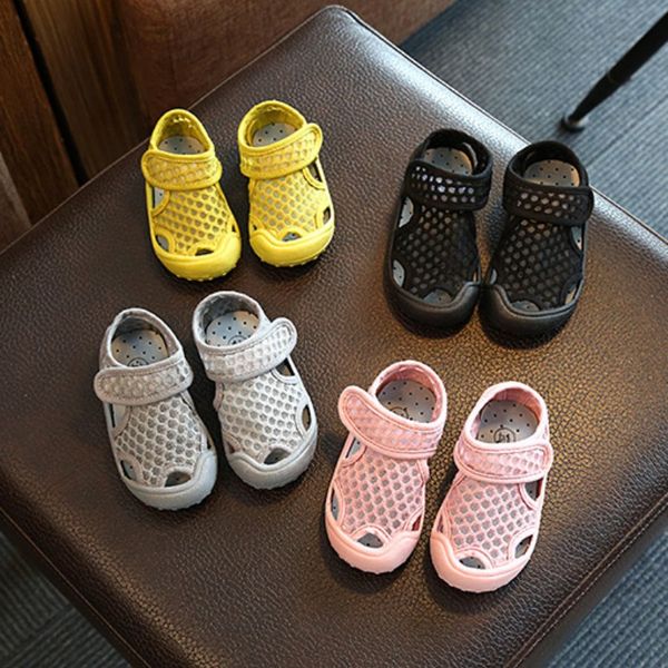 

детская повседневная обувь мальчики девочки дышащая мягкая обувь для бега спортивные полые первые ходунки, Black