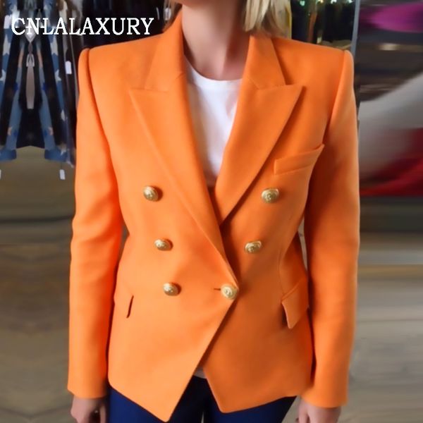 

orange blazer femme office formal double breasted buttons blazer fashion elegant autumn long sleeve notched feminino, White;black