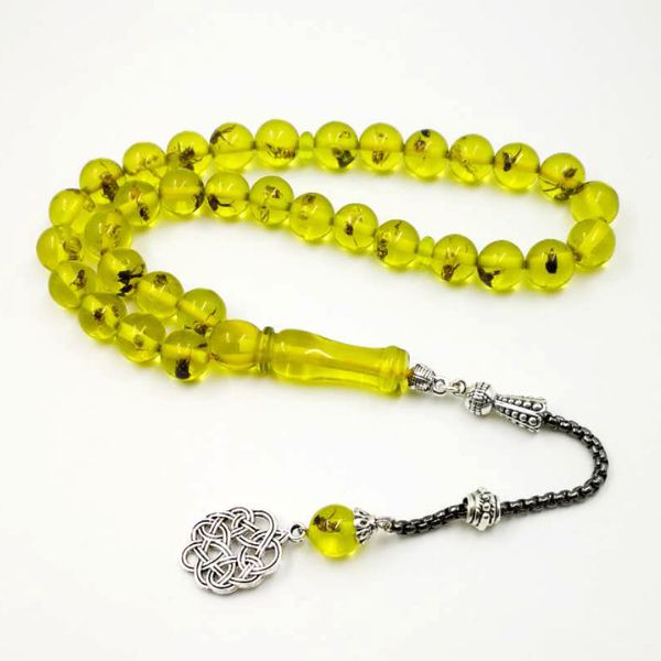 

green resin real insect tasbih muslim rosary tesbih islam prayer beads man's accessories misbaha islamic insect bracelets, Golden;silver