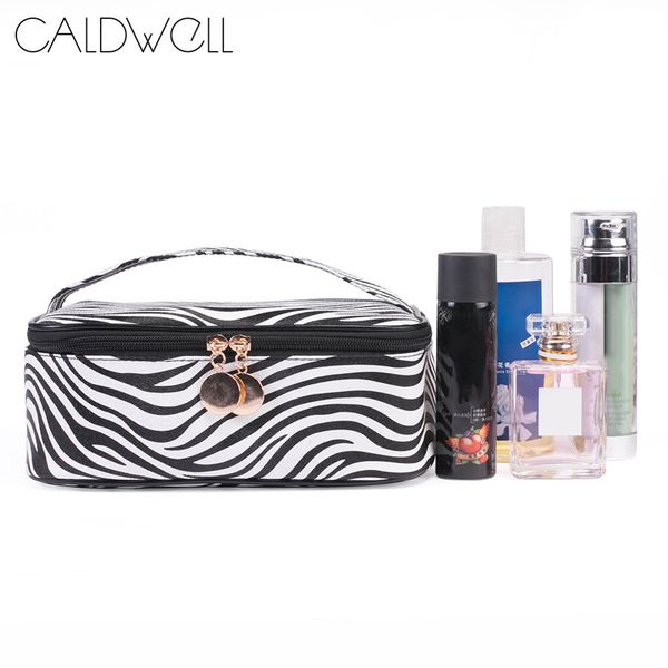

1 pcs makeup cosmetic bag storage pouch zebra pattern pu zipper portable for travel new