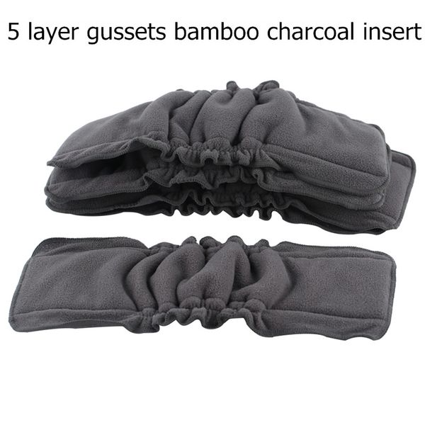 

simfamily]5pcs reusable bamboo charcoal insert baby cloth diaper mat nappy inserts changing liners 4layer each insert wholesale