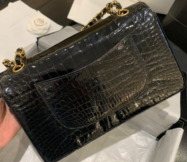 

5a лучшее качество 25,5 см крокодил аллигатор телячья кожа классическая сумка для женщин золото аппаратные средства с мешок пыли + коробка d