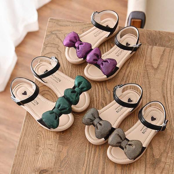 

summer new kids sandals girls princess sweet soft children beach shoes for girl leakage toe flat sandal sm093, Black;red