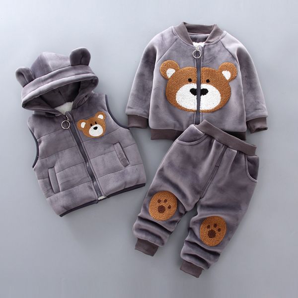 

boys girls winter clothes children clothing sets kids sport suit cartoon bear clothes girls clothing set kids tracksuit 3pc t200114, White
