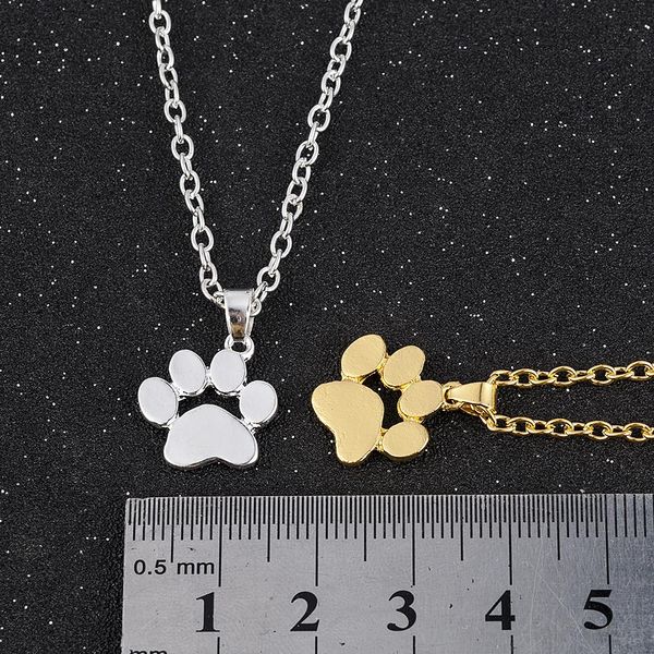 Mode Niedliche Halskette Haustiere Hunde Fußabdrücke Pfote Kette Anhänger Halskette Halsketten Anhänger Halsband Schmuck Für Frauen