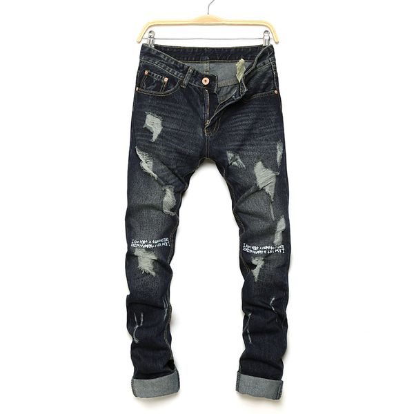 

High quality fashion mens jeans hole Casual ripped jeans men hiphop pants Straight for men denim trousers
