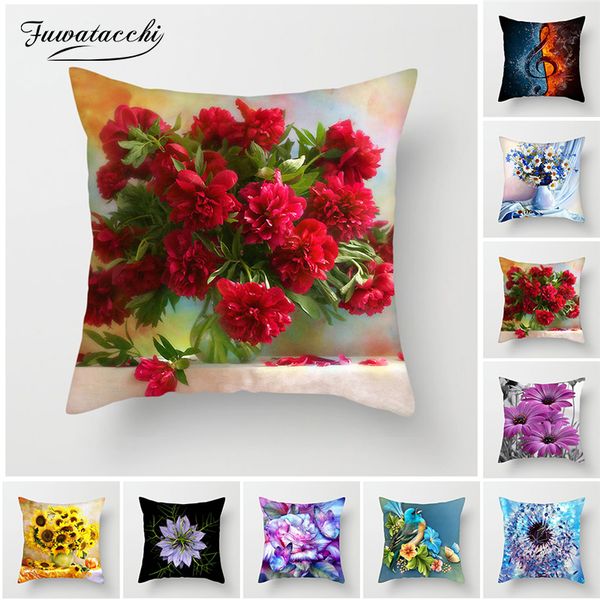 

fuwatacchi colorful flower cushion cover sunflower rose dandelion decorative cover pillows decoration pillowcase for car home