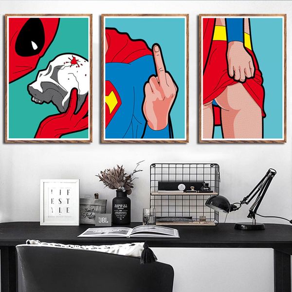 

p499 superhero normal life funny art art painting silk canvas poster wall home decor