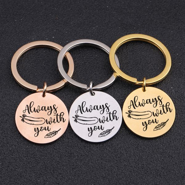 

always with you key chain to couple lover friends gift birthday love anniversary men women jewelry key pendant 1 pcs, Silver