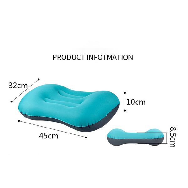 

camping pillow foldable soft tpu rubber camping mat automatic inflation travel pillow compressible air neck self pump up pillow